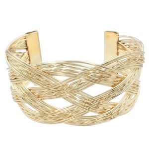 Gold Tone Braided Wire Cuff Bracelet